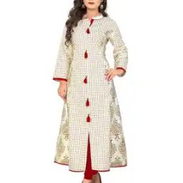Floral Print A-Line Cotton Kurta-image-2