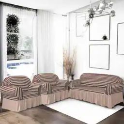 Striped Fitted 5-Seater Sofa Cover-20