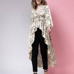 Women Leaf Print Regular Fit Shrug-image-10