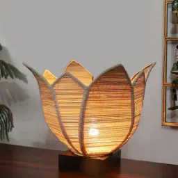 devansh Table Lamp with Lotus Bamboo Shade   image 1
