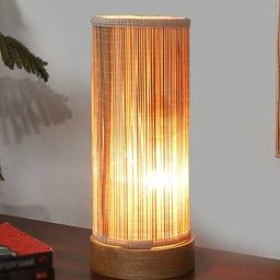 devansh Table Lamp with Bamboo Shade image 1
