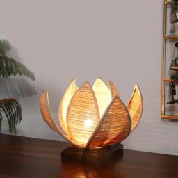 devansh Table Lamp with Lotus Bamboo Shade   image 1