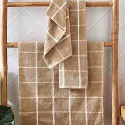 Set of 3 Checked Hand Towels with Stitch Detail-image-22