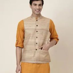 Mandarin-Collar Nehru jacket with Patch Pocket-35