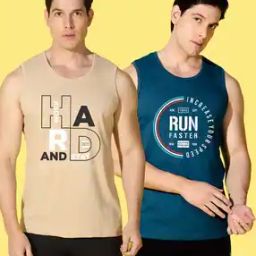 Men Pack of 2 Printed Scoop-Neck Vests-image-1