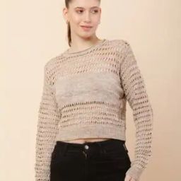 Women Round-Neck Crop Pullover-image-59