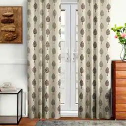 Set of 2 Tree Printed Long Door Curtains-3