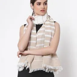 Striped Handwoven Stole with Tassels-image-83