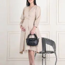 Women Wrap Dress with Cuff Sleeves-image-78