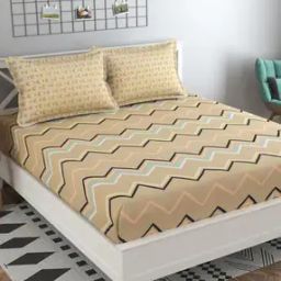 150 TC Chevron Print Double Bedsheet with Pillow Covers-32