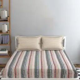 150 TC Striped Double Bedsheet with Pillow Covers-20