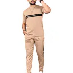 Men Colourblock T-Shirt & Track Pants Lounge Set-image-37
