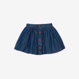 Button-Down Flared Denim Skirt-image-86