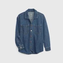 Denim Jacket with Patch Pockets-picture-3