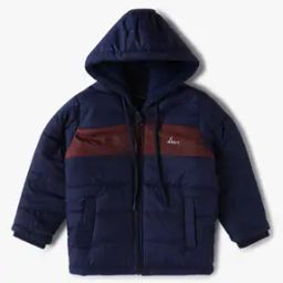 Boys Colourblock Regular Fit Hooded Puffer Jacket-picture-29