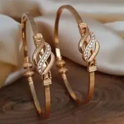 brado jewellery Women Set of 2 Gold-Plated Stone-Studded Bangles-picture-24
