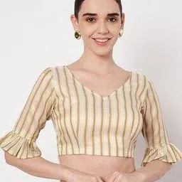 studiorasa Women Striped V-Neck Back-Open Blouse-picture-2