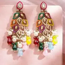 rubans Women Gold-Plated Kundan-Studded Drop Earrings-picture-46