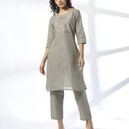 avaasa mix n' match Women Embroidered Straight Kurta-picture-14