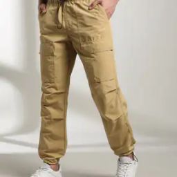 Men Loose Fit Flat-Front Cargo Trousers-image-51
