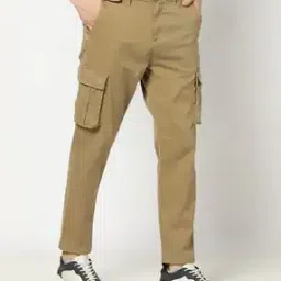 Men Slim Fit Flat-Front Cargo Trousers-image-91