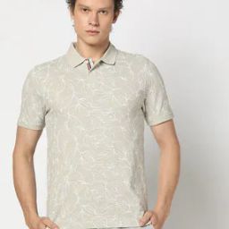 Men Leaf Print Regular Fit Polo T-Shirt-image-20