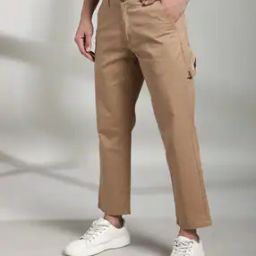 Men Flat-Front Comfort Fit Trousers-image-76