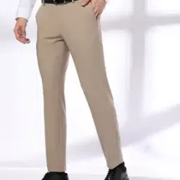 Men Slim Fit Flat-Front Trousers-image-40