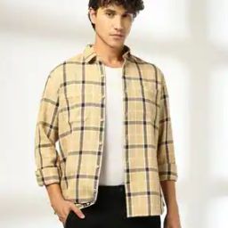 Men NP 50 Checked Slim Fit Cotton Shirt with Patch Pockets-image-2