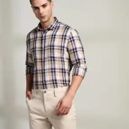 Men NP35 Checked Slim Fit Shirt with Patch Pocket-image-54