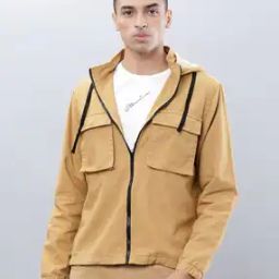 Hooded Zip-Front Jacket with Flap Pockets-image-3