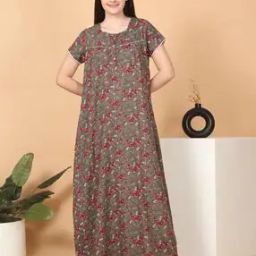 Women Floral Print Nightie with Insert-Pocket-picture-38