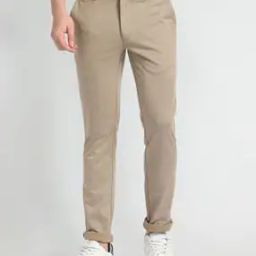 Men Patterned Mid-Rise Skinny Fit Flat-Front Trousers-picture-8