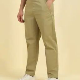 Men Straight Fit Flat-Front Trousers with Insert Pockets-picture-3