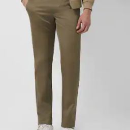 Men Slim Fit Flat-Front Trousers with Insert Pockets-image-96