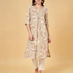 Women Floral Print Straight Kurta-image-1