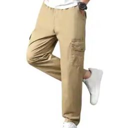 Men Relaxed Fit Cargo Pants with Insert Pockets-image-3