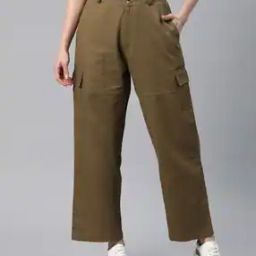 Women High-Rise Relaxed Fit Cotton Cargo Pants-image-52