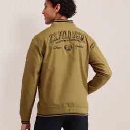 Men Regular Fit Bomber Jacket with Logo Embroidery-picture-15