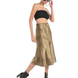 Women Metallic Flared Skirt-image-26