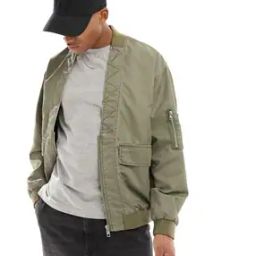 Men Oversized V-Neck Bomber Jacket-image-36