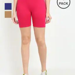 Women Pack of 3 Knit Shorts with Elasticated Waistband-image-81