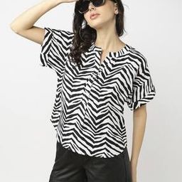 Shein Casual Animal Print Extended Sleeves Mandarin Neck Top-picture-16