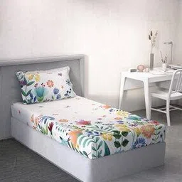 Floral Print Single Bed Sheet with Pillow Cover-image-8