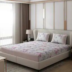 120 TC Floral Print Double Bedsheet with Pillow Covers-81