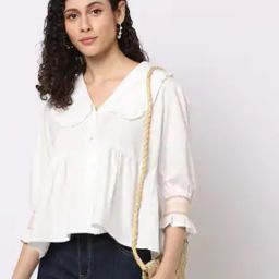Peplum Top with Peterpan Collar-image-7