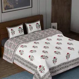 280 GSM Floral Print King-Size Bedsheet with Pillow Covers-image-43