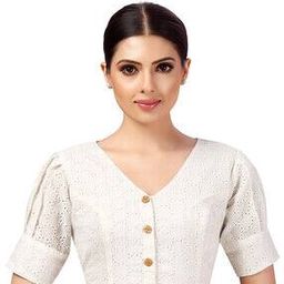 Women Schiffli Embroidered Front-Open Blouse-image-84
