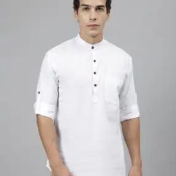 Men Checked Regular Fit Short Kurta with Patch Pocket-picture-25