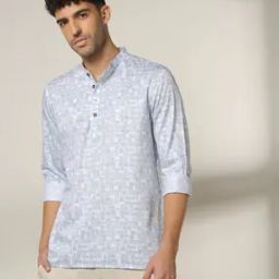 Men Geometric Print Slim Fit Short Kurta-36